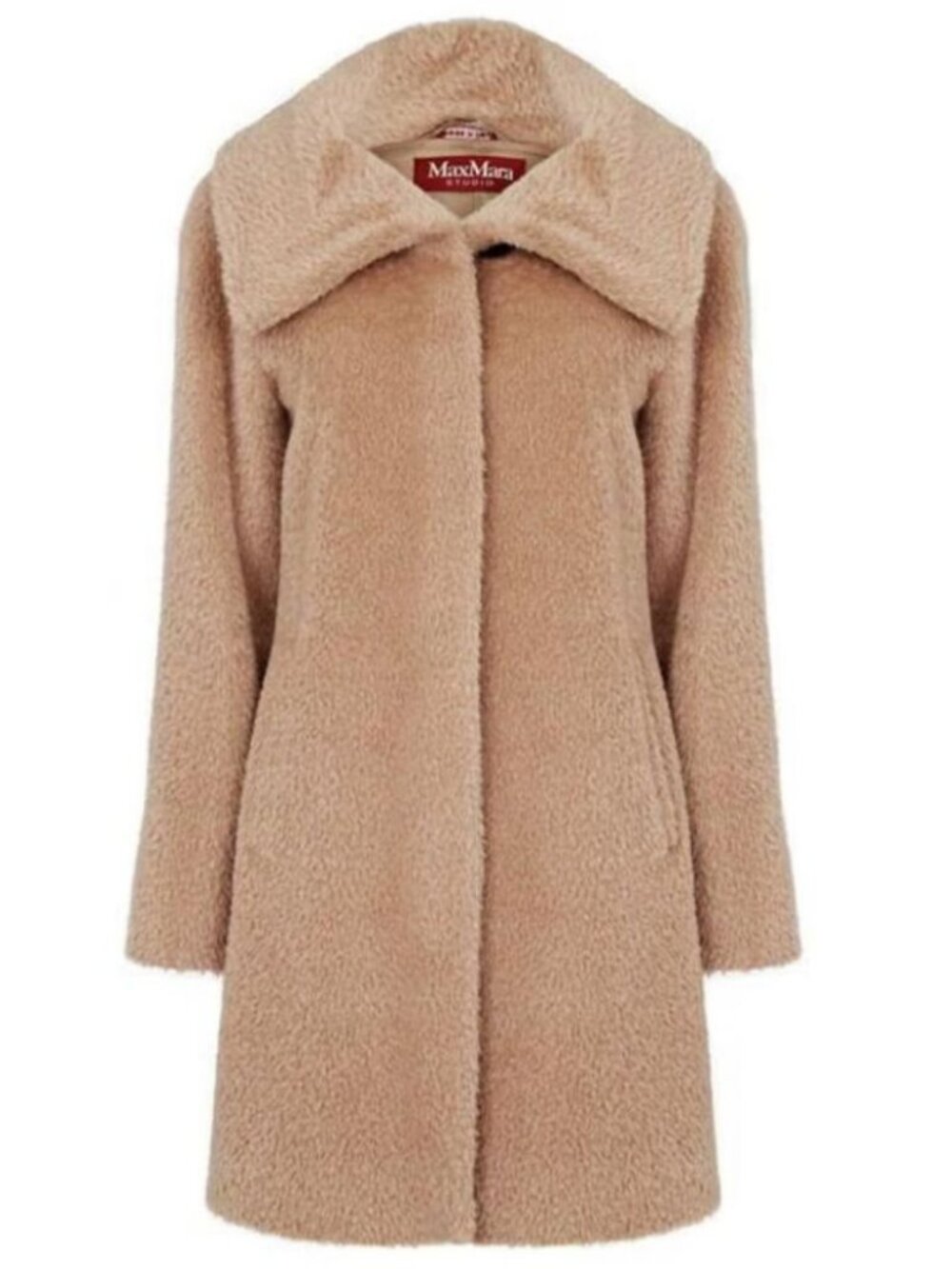 Max Mara Studio Gregory Teddy Alpaca and Wool Coat Size 14 Tan